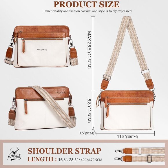 Leather Crossbody Bag Women Small Stylish Multi-Pocket Purses Travel Shopping - Picture 3 of 7